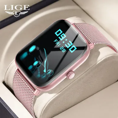 Lige smart watch frauen bluetooth call smartwatch für android huawei xiaomi phone und ios apple iphone damen smart armband pink