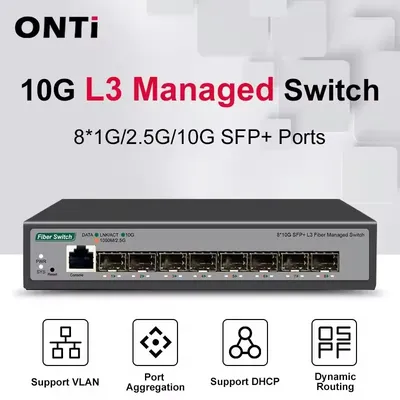 8 10 Gigabit SFP+-Ports L3 Managed Network Switch Unterstützt DHCP und Dynamic Routing Unterstützt VLAN-Abteilung und Portaggregation