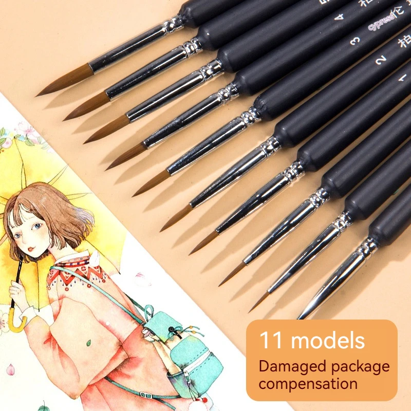 Borrence 4/7 pezzi Hook Line Pen pennelli per pittura artistica pennello per capelli donnola guazzo acquerello colori ad olio artisti dipinti a mano
