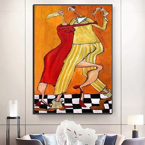 Mintura handgefertigte abstrakte Tänzer-Ölgemälde auf Leinwand, Wandkunst, Dekoration, modernes Figurenbild für die Inneneinrichtung, gerolltes, rahmenloses, ungedehntes Gemälde Image