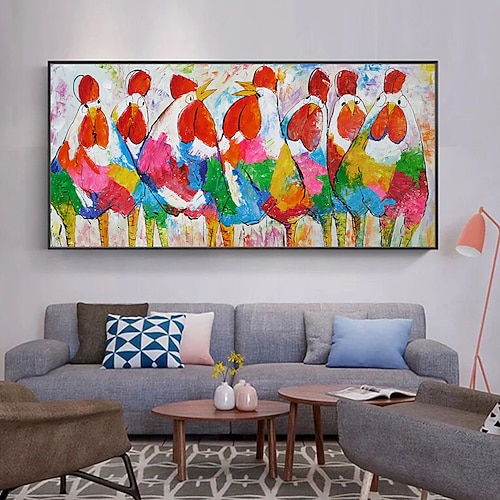 Mintura handgefertigte abstrakte Kuh-Animamls-Ölgemälde auf Leinwand, Wandkunst, Dekoration, modernes Cartoon-Bild für die Inneneinrichtung, gerolltes, rahmenloses, ungedehntes Gemälde Image