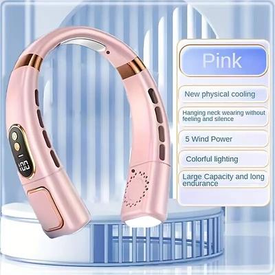 Hängender Nackenventilator, Luftkühler, tragbarer Ventilator, tragbarer Nackenventilator, 5-Gang-Kühlung, leise, USB-betrieben, Touch-Steuerung für Sport und Reisen Image