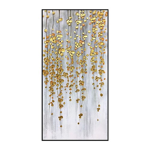 handgemachtes Ölgemälde auf Leinwand, Wandkunst, Dekoration, abstrakte goldene Blume für die Inneneinrichtung, gerolltes, rahmenloses, ungedehntes Gemälde Image