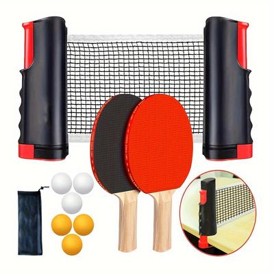 1set Pong Paddle Set, Portable Table Tennis Set With Retractable Net, Rackets, Balls And Storage Bag For Indoor/outdoor Games