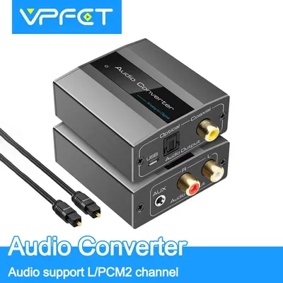Analog to Digital Audio Converter RCA to Optical Converter R/L 3.5mm AUX to Digital Coaxial Toslink Converter for PS5 PS4 TV DVD