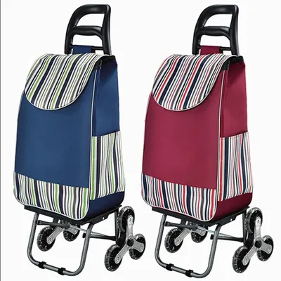 Portable Shopping Cart Market Trolley Storage Bag with Stair Climbing Wheels Folding Durable Sturdy