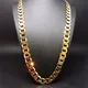 Pure Gold Color Men's Cuban Chain Necklace Jewelry Plated 24k Gold 10mm Heavry Link Chain Necklace