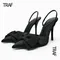 TRAF Wedding Butterfly High heels Ladies Office Modern Heels Black Women Bow Heels Slingback Pointed