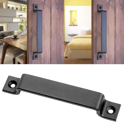 Black Sliding Barn Door Handle Pull Cabinet Flush Hardware Set Wood Door Handle Interior Door