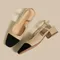 New 2024 Summer Women's Sandals Elegant Medium Heel Toe Mules Comfortable Office Women's Shoes