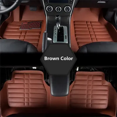 5pcs Universal Car Auto Floor Mats FloorLiner Front&Rear Carpet All Weather Mat Brown