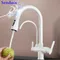 White Touch Filter Kitchen Faucets with Pull Down Sprayer Hot Cold Pull Out Kitchen Mixer Tap Sensor