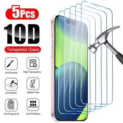5PCS Protective Glass for iPhone 11 13 12 14 15 Pro Max Screen Protector for iPhone 11 13 14 12 Pro X XS Max XR Tempered Glass