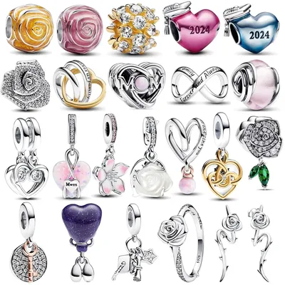 Silver 925 Jewelry Popular Classic 2024 Mother’s Day Love You Mom Double Heart Charm Gift Free