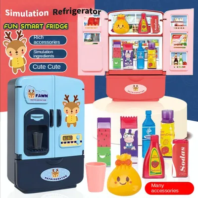 Mini Play House Toys Simulation Kitchen Refrigerator Game Scene Double Door Home Appliance Toy Accessories Children's Gift