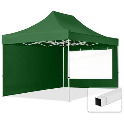 3x4,5 m Faltpavillon, economy Stahl 30mm, Seitenteile mit Panoramafenstern, dunkelgrün Image