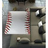 ECZJNT A Close Up Baseball Showing Texture Leather Area Rugs 6 x 9ft Floor Carpet Mat for Living Dinning Room Bedroom Kitchen Hallway Office Decor