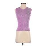 Ann Taylor LOFT Short Sleeve Silk Top Purple Halter Tops - Women's Size Small