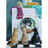 500 Piece Jigsaw Puzzle for Adults and Teens Kitty Cats & Friends - Dog in Washing Machine Colorful Jigsaw Puzzles for Adults and Teens Puzzle Toys Wooden Gifts