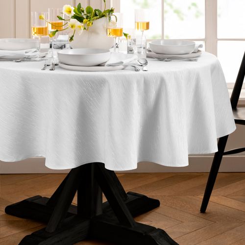 Branam Round Tablecloth, 90"" Diameter, White