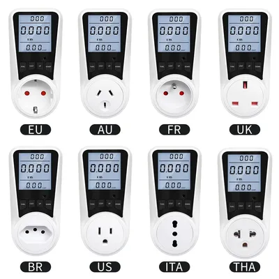 220V Digital Wattmeter AC EU Power Meter LCD Electricy Consumption Meter Socket Wattage Kwh Energy