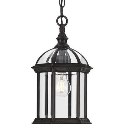 Progress Lighting 264186 - 1 Light Antique Bronze with Clear Seeded Glass Hanging Light Fixture (ONE-LIGHT ANTIQUE BRONZE HANGING LANTERN CLEAR GLASS (P550122-020))