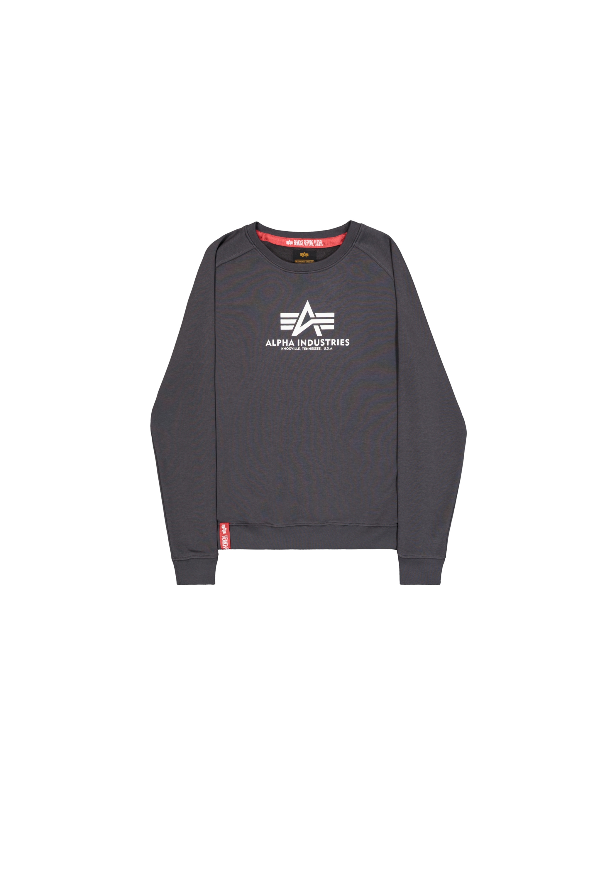 Sweater ALPHA INDUSTRIES "New Basic Sweatshirt BL W", Damen, Gr. L, grau (vintage grau), Obermaterial: 80% Baumwolle, 20% Polyester, regular fit, Sweatshirts Sweater