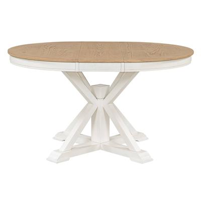 Modern Retro Style Round Dining Table, Suitable for Dining Room and Living Room, Telescopic Folding Dining Table