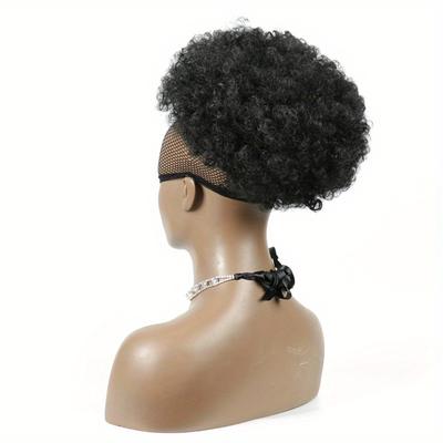 Drawstring Ponytail Afro Puff Short Afro Curly Ponytail Extensions Synthetic Clip In Hair Extensions Elegant Natural Looking For Daily Use Hair Accessories