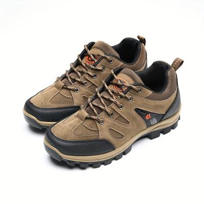 Men's Vintage Solid Lace Up Hiking Shoes, Casual N...
