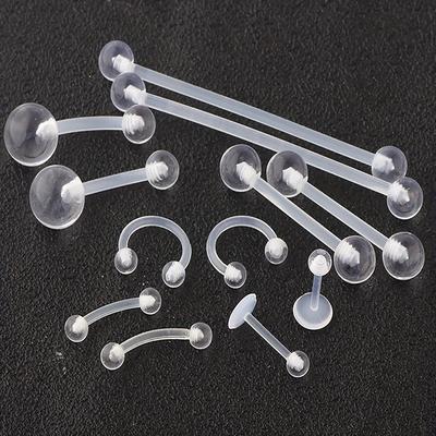 12pcs Clear Retainers Piercing Jewelry, Tongue Nipple Nose Eyebrow Septum Rings, Tragus Lip Studs, Industrial Body Piercing Jewelry