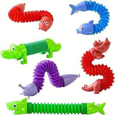6pcs Animal Pop Tubes, Mini Keychain Pop Tubes, Party Toys, Sensory Toys, Party Favorites, Classroom Prizes, Travel Toys, Mini Toys