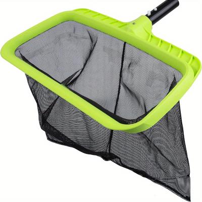 TEMU Professional-grade Swimming Pool Skimmer Net With Reinforced Frame For Effective Cleaning - Perfect Pool Nets For Cleaning And Removing Leaves Mesh And Deep Rake Design, Green Image