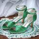 Femme Chaussures à Talons Chaussures de mariage Chaussures habillées Mariage Soirée Noeud Talon Aiguille Bout rond Elégant Satin Boucle Bleu Vert