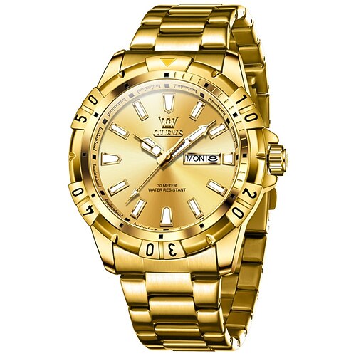 OLEVS Hommes Montres à quartz Mode Affaires Montre Bracelet Lumineux Calendrier Date Semaine IMPERMÉABLE Acier Suivre