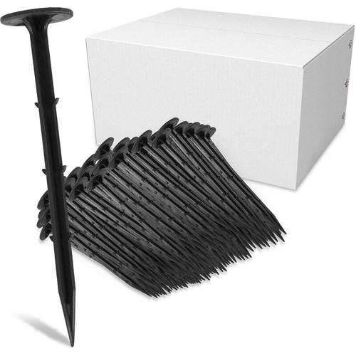 200er Pack Bodenanker Erdanker, l. 160mm, Rostschutz Kunststoff Erdnägel, Garten Erdnagel, Schwarz,