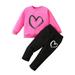 Hwmodou Toddler Kids Outfits Baby Boy Girl Valentine s Day Outfit Heart Print Shirts Crewneck Sweatshirt Jogger Pants New Years Eve Outfit For Child