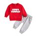 Hwmodou Toddler Kids Outfits Baby Boy Girl Valentine s Day Outfit Letter Print Shirts Crewneck Sweatshirt Jogger Pants Holiday Vacation Outfit For Child