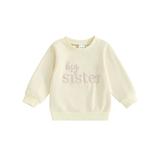 BABAMOON Toddler Baby Girls Sweatshirt Classic Letter Embroidery Long Sleeve Pullover Fall Tops