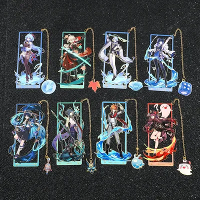 Genshin Impact Figure Metal Book Mark for Women Men Game Fans Collection Gifts Bookmark Page Mark