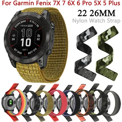 Hook Loop Nylon Strap For Garmin Fenix 7X 7 6X 6 Pro 5 5X Plus 3 HR Epix Gen 2 MK2i 955 945 Band