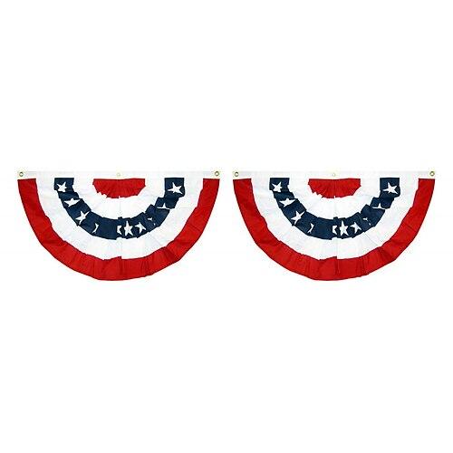 USA Patriotische gefaltete Fan-Flagge – 2 Stück amerikanische US-Flagge, Wimpelkette, patriotische Wimpelkette, Sterne und Streifen-Flagge, Wimpelkette für den Memorial Day, den 4. Juli und den Labor