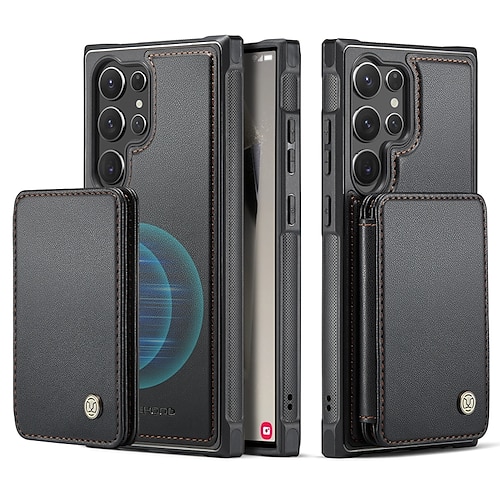 Handy Hülle Handyhüllen Für Samsung Galaxy S26 Ultra Plus S25 S24 S23 S22 S23 FE S21 Ultra Plus S20 A55 5G A35 5G Rückseite Mit Ständer Magnetisch Kartenfach Retro TPU PC PU-Leder Image