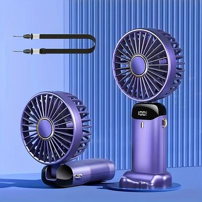 Foldable Personal Mini Fan – USB Rechargeable Handheld Fan with LED Display and 5 Speeds, for Home Office Travel Camping