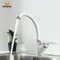 MYNAH White Kitchen Faucet Single Hole Spout Chromed Kitchen Sink Mixer Hot and Cold Water Taps
