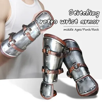 Mittelalterlichen Steampunk Leder Armschiene Vambraces Viking Ritter Krieg Schlacht Gauntlet Image
