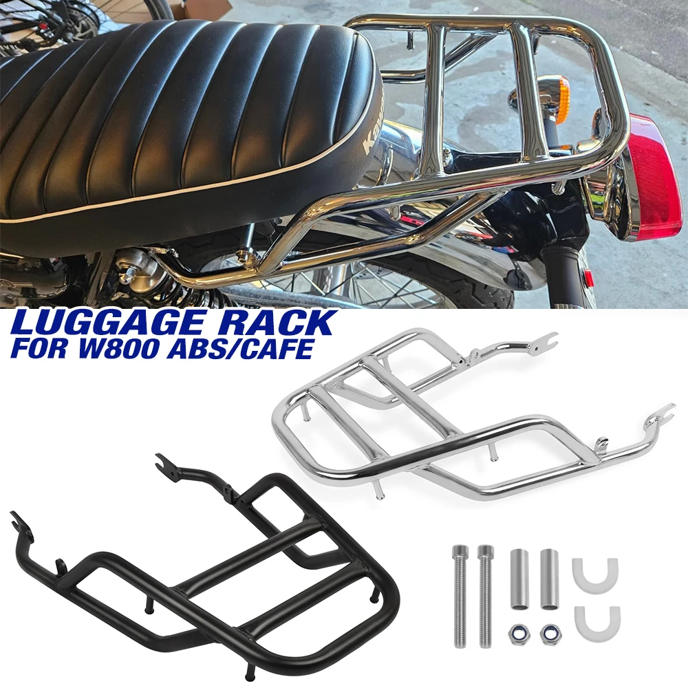Hinterer Gepäckträger, Sissy-Bar-Regal und Rückenlehne, Touring-Heckträger, Gepäckträger, schwarz, für Kawasaki W800 ABS W 800 CAFE Image