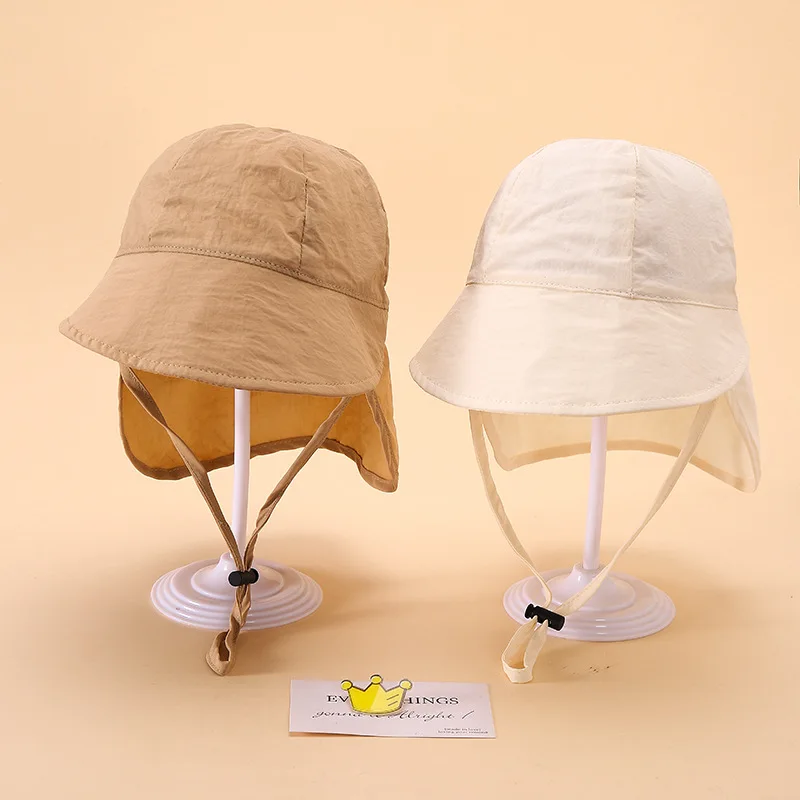 Neuer Sommer-Sonnenhut für Kleinkinder mit Schal, weicher Krempe, schnell trocknende Outdoor-Aktivitäten-Kappe für Jungen und Mädchen im Alter von 1–3 Jahren, Strand-UV-Schutzhut Image
