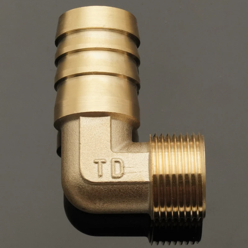 Tubo flessibile Barb OD 6-25mm Filettatura maschio da 90 gradi 1/8 "1/4" 3/8 "1/2" 1 "BSP Gomito in ottone Raccordo spinato Accoppiatore Adattatore connettore Rame