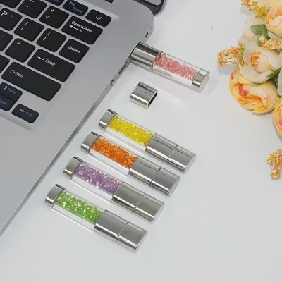 Brandneue Crystal USB-Flash-Laufwerke 128 GB USB 2.0 Speicher-Flash-Stick U Disk Pendrive 4 GB 16 GB 32 GB 64 GB U-Disk Kreatives Geschenk Image